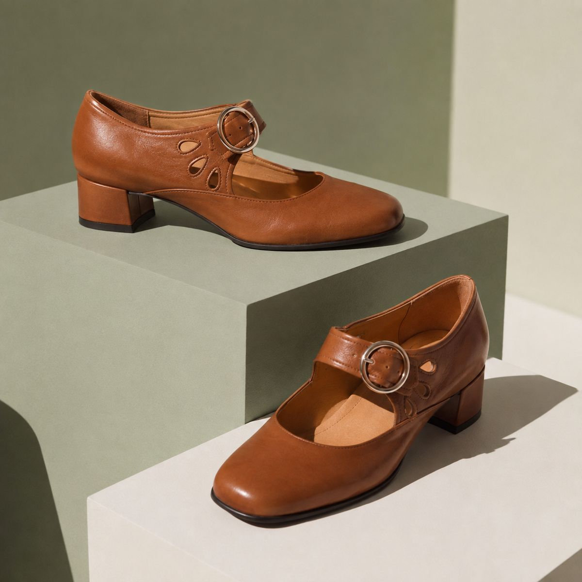 Josephine Buckle Strap Low Block Heel