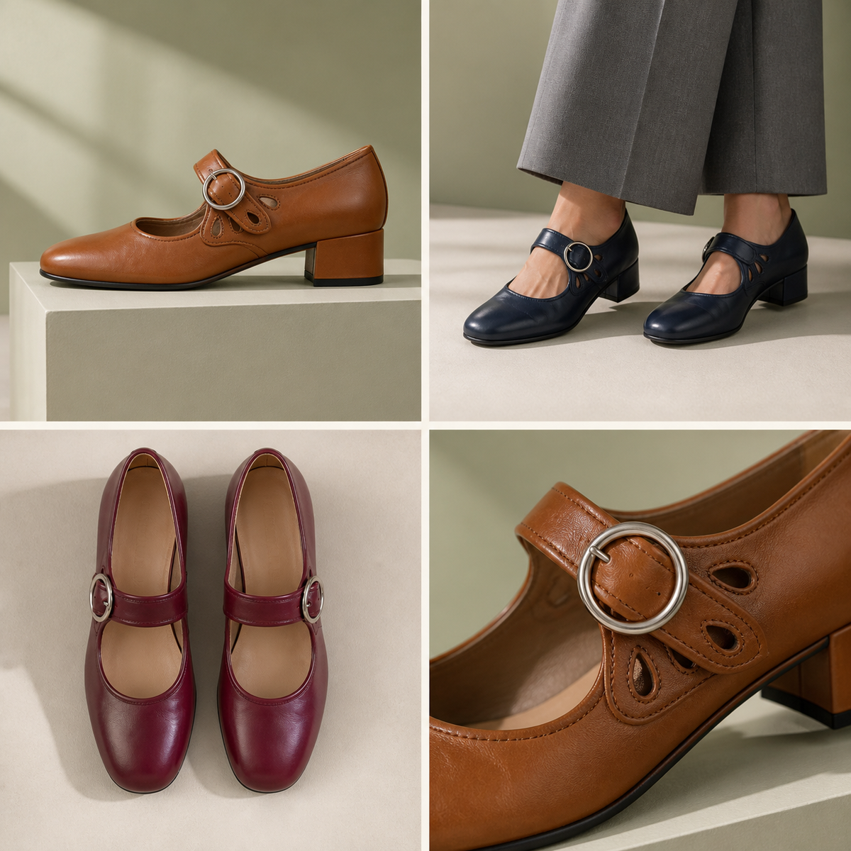 Josephine Buckle Strap Low Block Heel