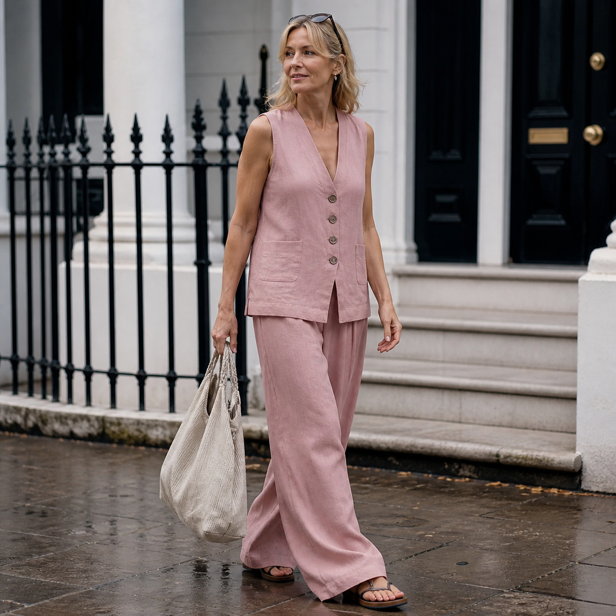 Sleeveless Vest Wide-Leg Pants Set