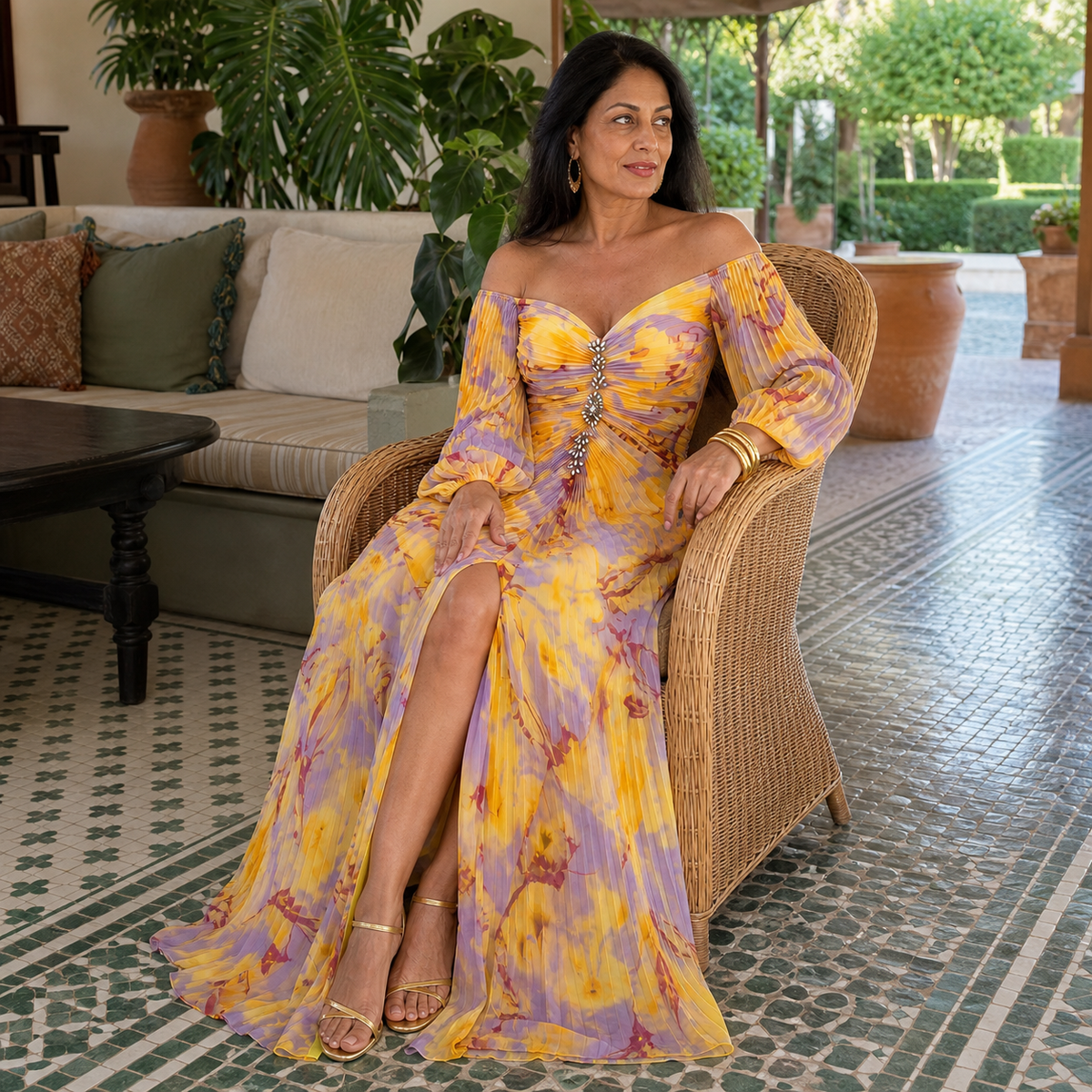 Greta Long Floral Dress
