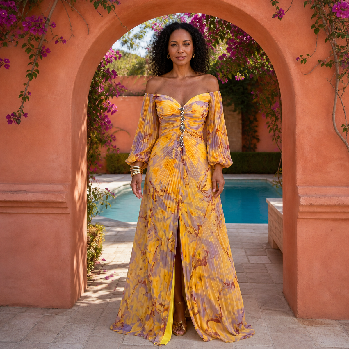 Greta Long Floral Dress