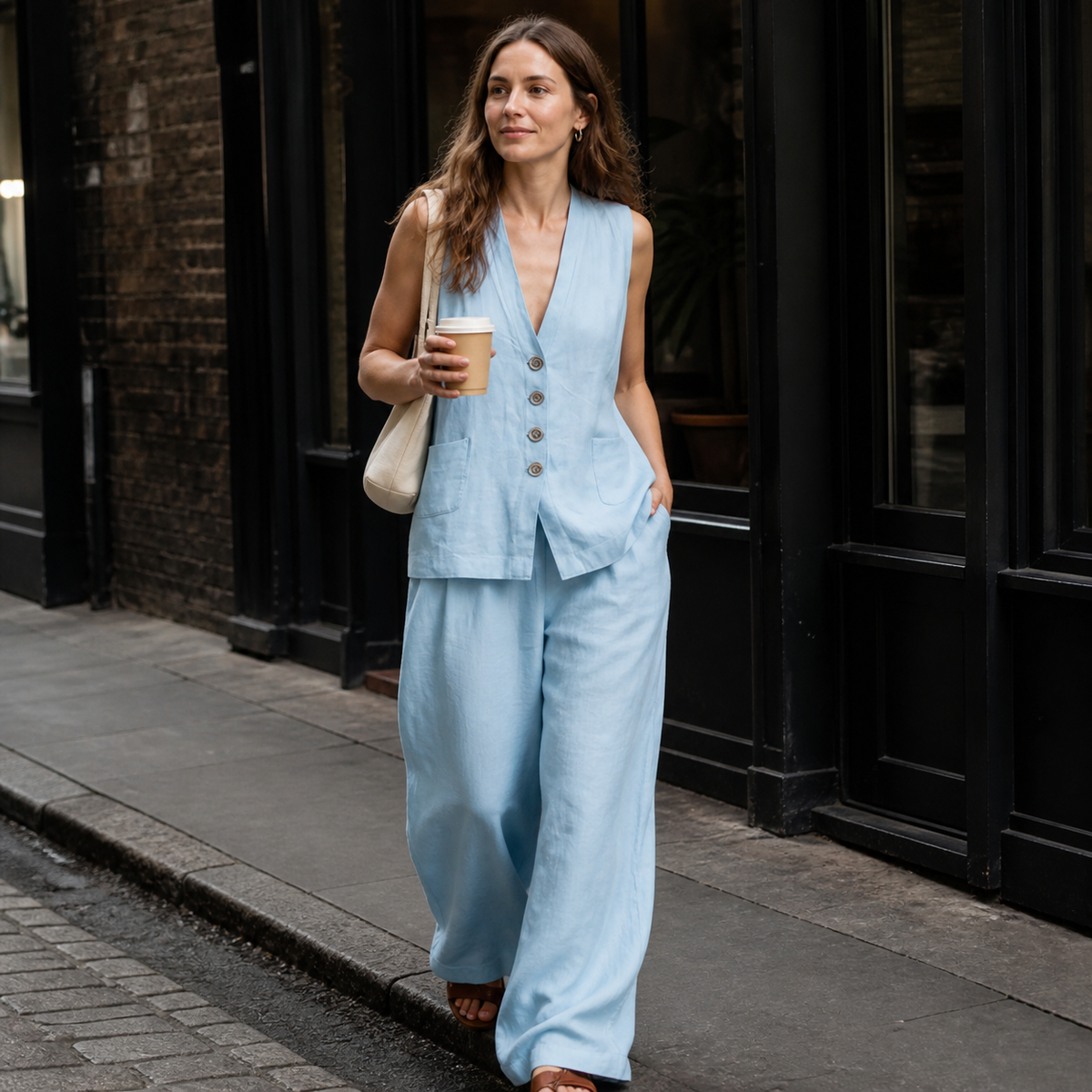 Sleeveless Vest Wide-Leg Pants Set