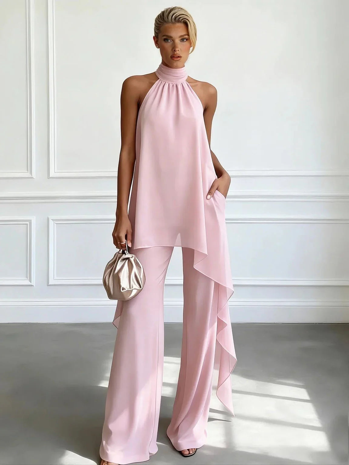Elegant Halter Pants Set
