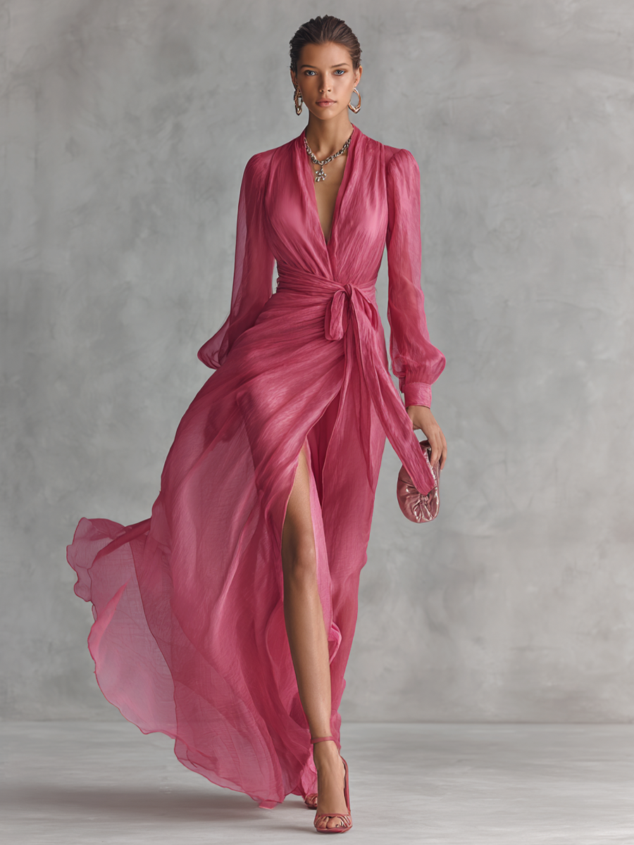 Pearl V-Neck Maxi Dress