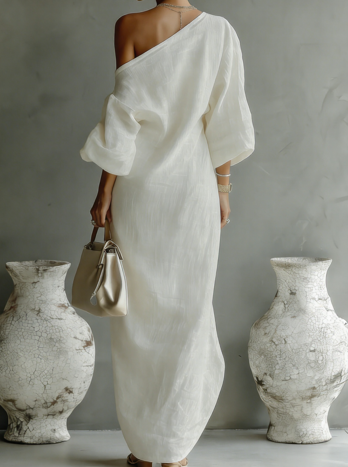 White One-Shoulder Maxi Dress