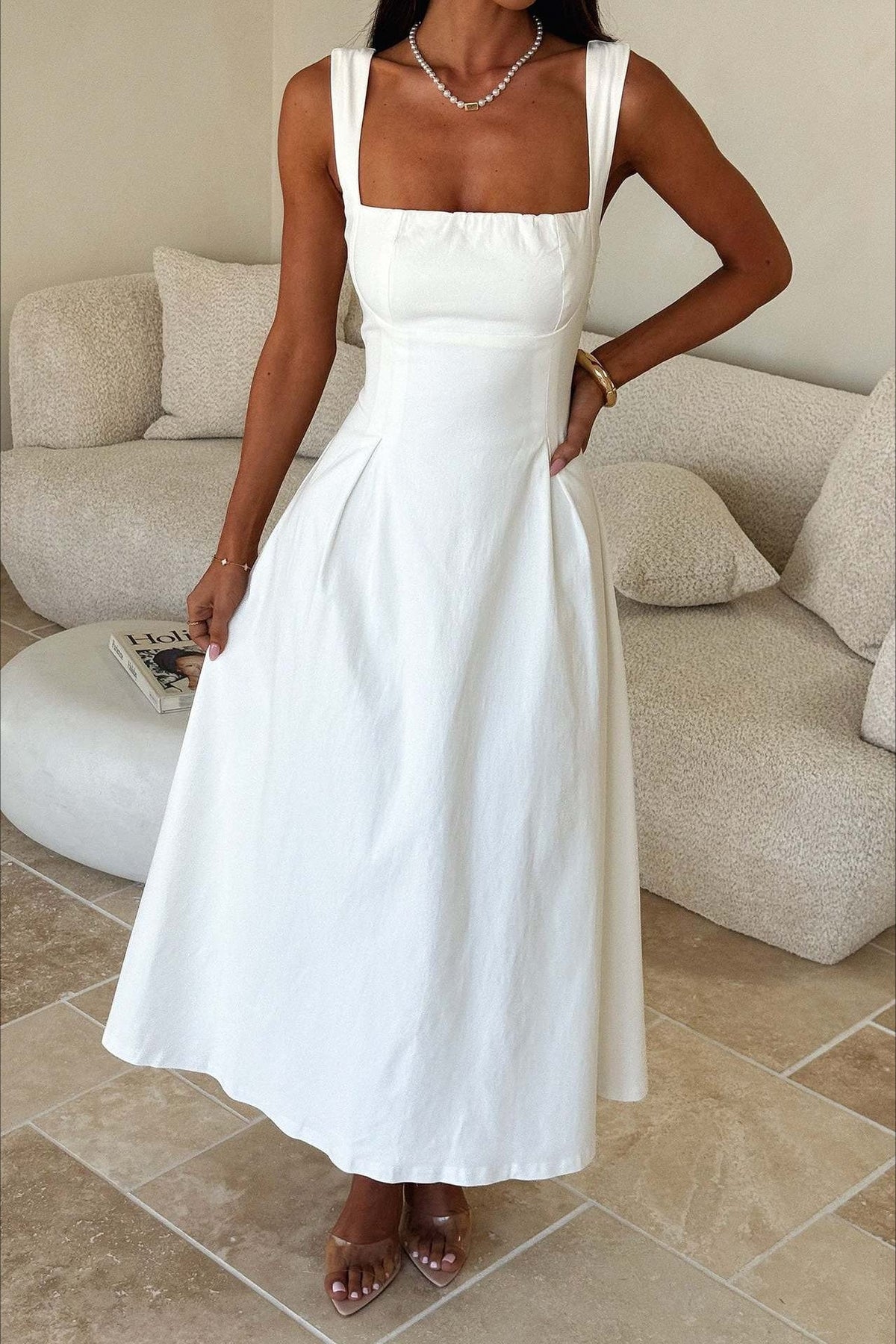 Waist Cinched Strap Vacation Dress