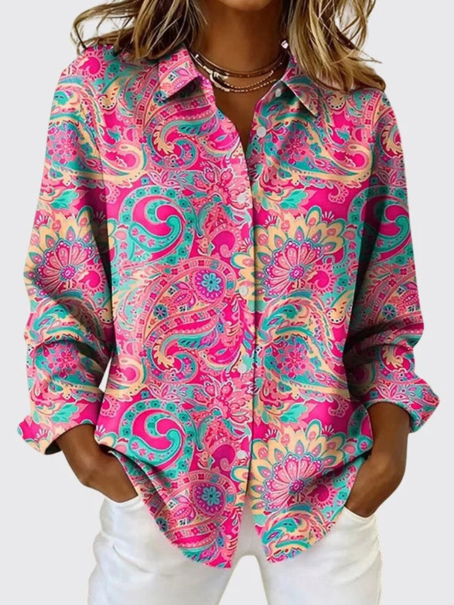 Katarina Paisley Print Button-Up Blouse
