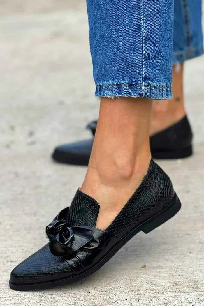 Corinne Bow Accent Slip On Flat Loafers
