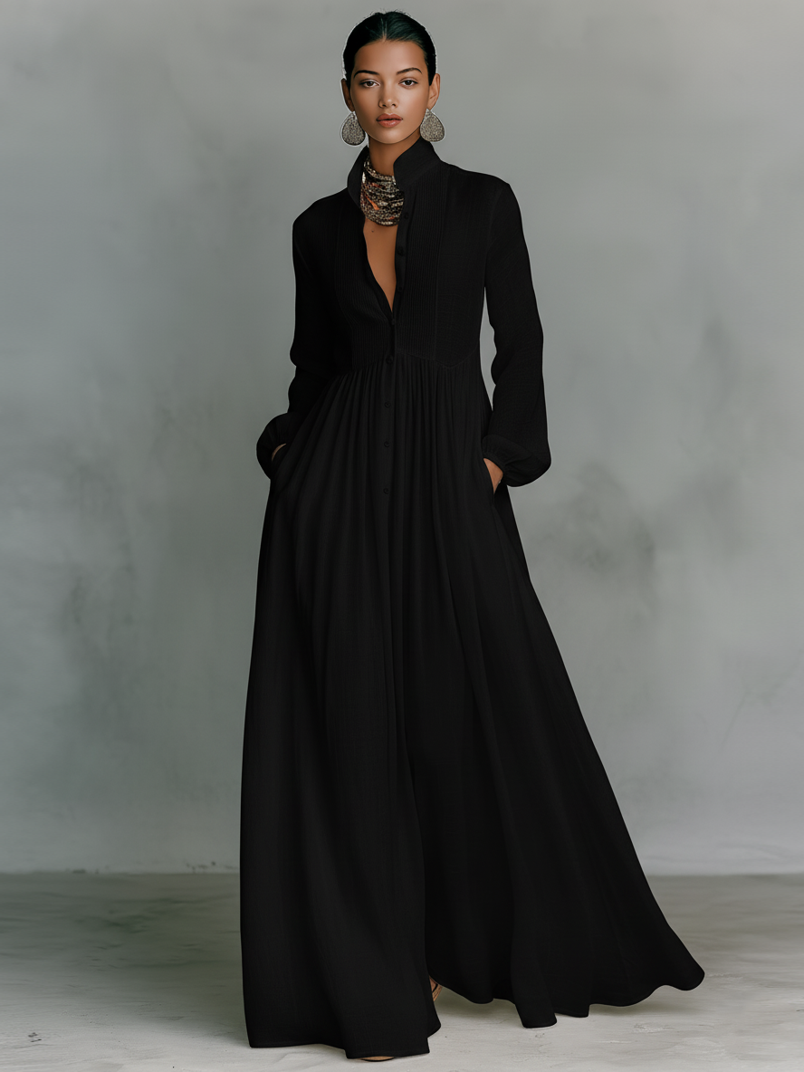 High-collar Maxi Dress