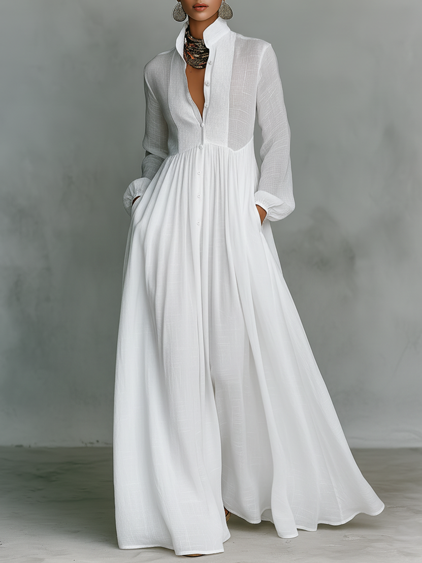 High-collar Maxi Dress