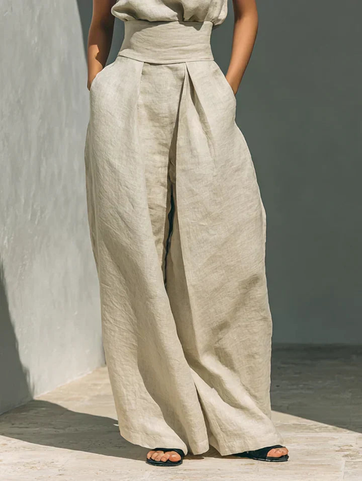 Sleeveless Wide-Leg Trousers Set