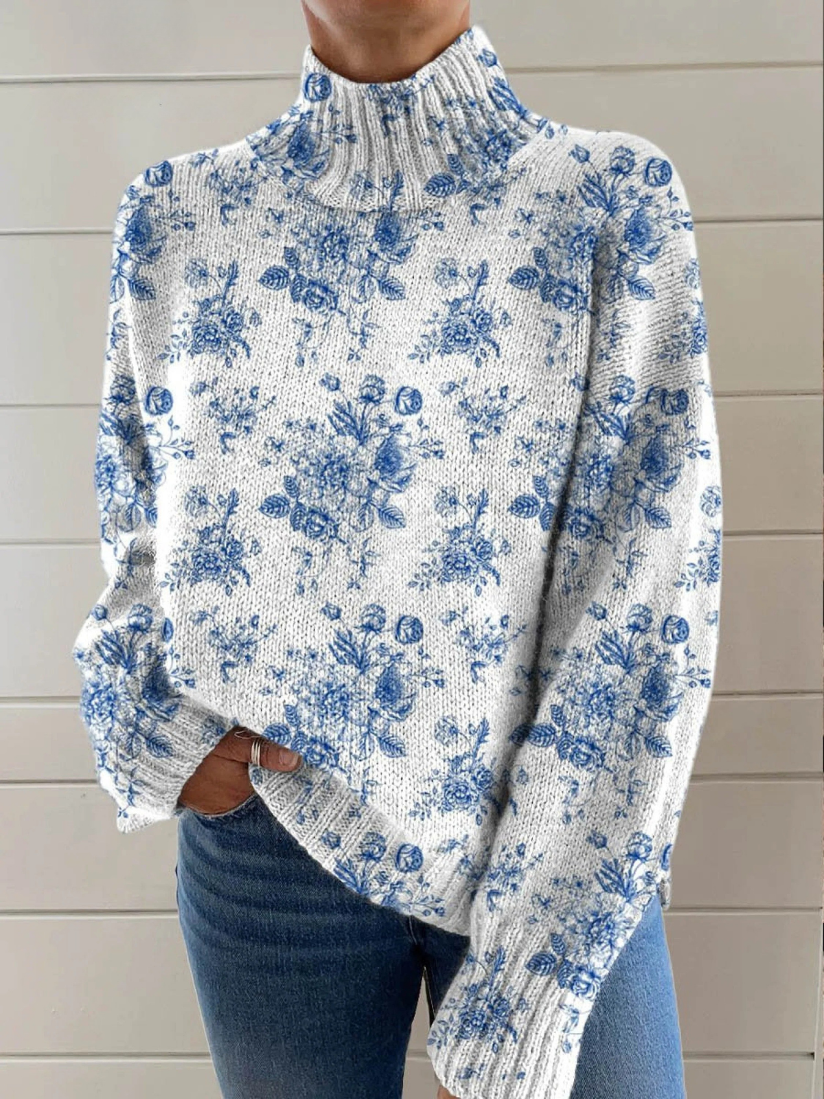 Ruby Blossom Turtleneck Sweater