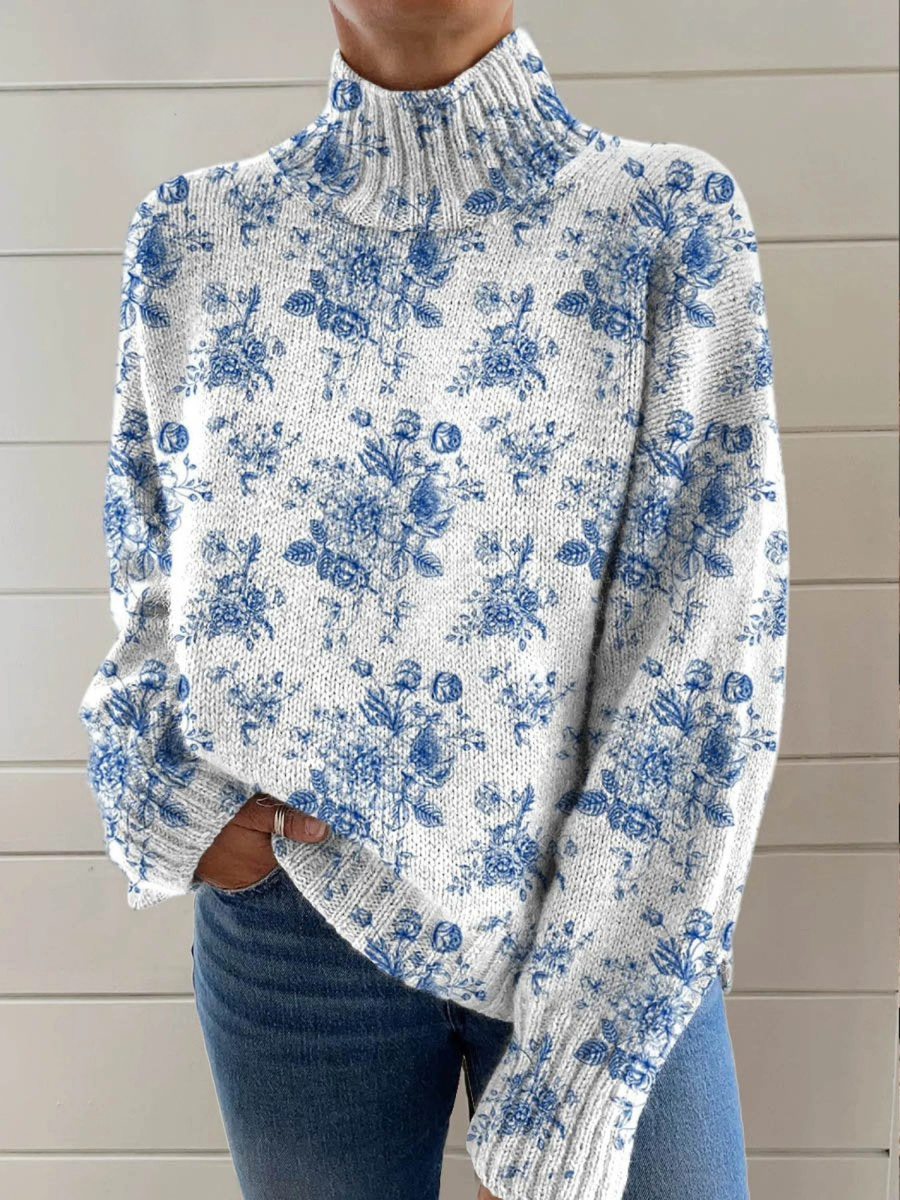 Ruby Blossom Turtleneck Sweater