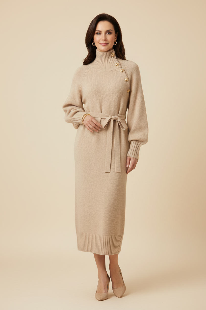 Gricella Winter Robe Sweater Maxi Dress