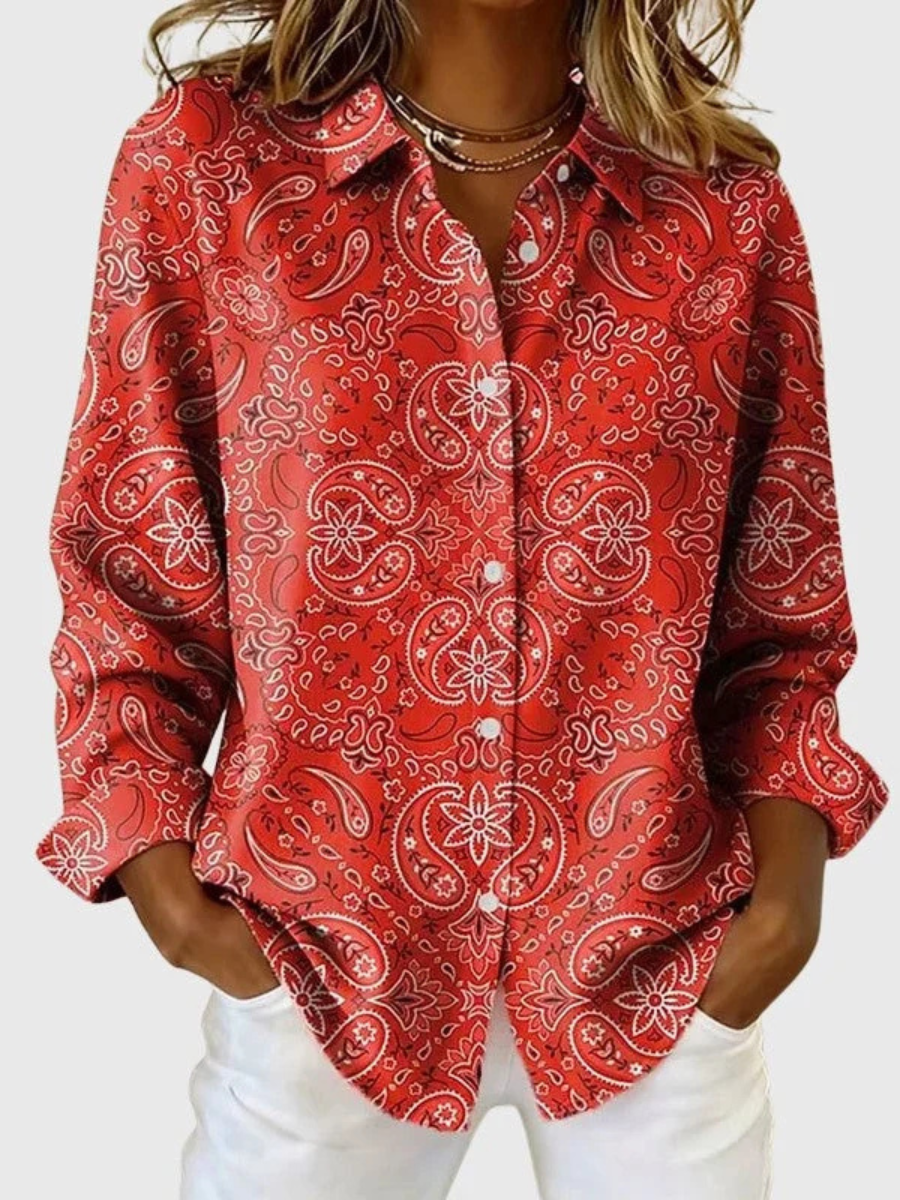 Katarina Paisley Print Button-Up Blouse