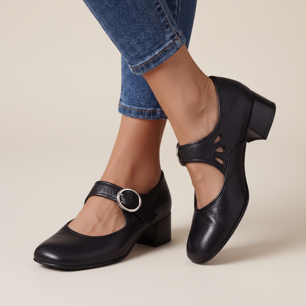 Josephine Buckle Strap Low Block Heel