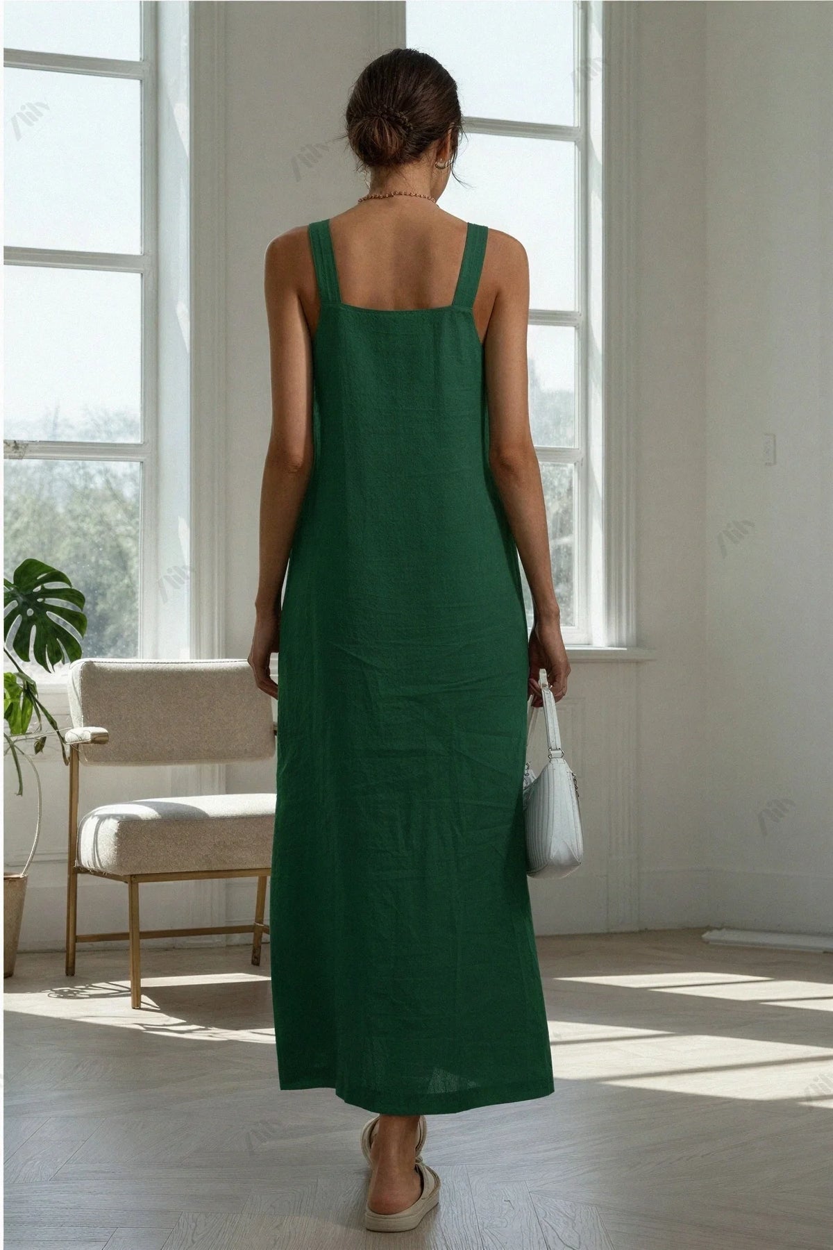French Cotton and Linen Midi Dress