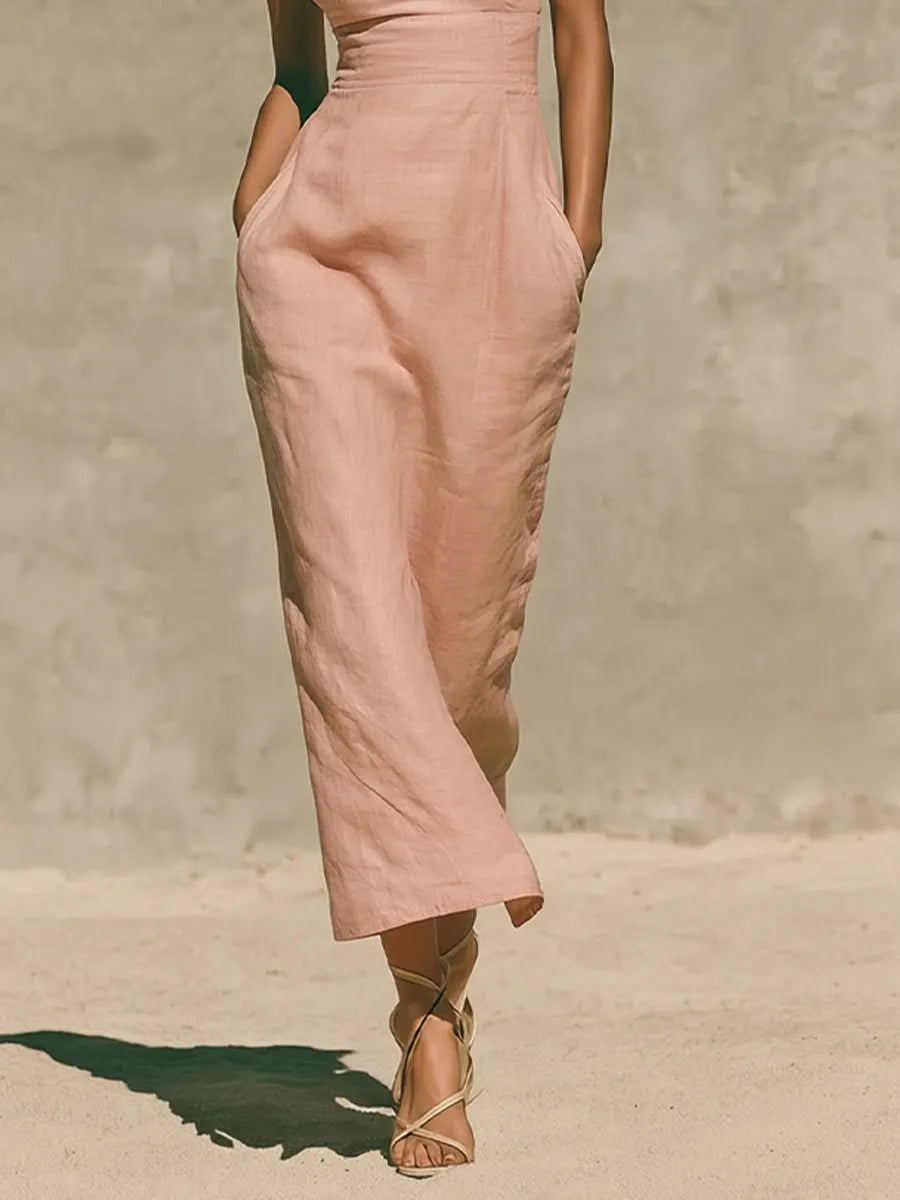Minimalist Strapless Midi Dress