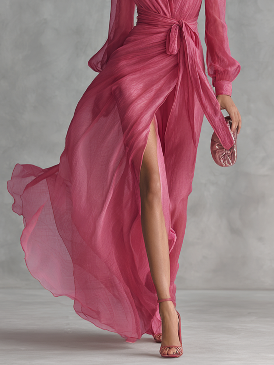 Pearl V-Neck Maxi Dress