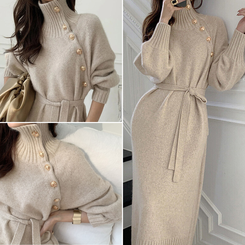 Gricella Winter Robe Sweater Maxi Dress