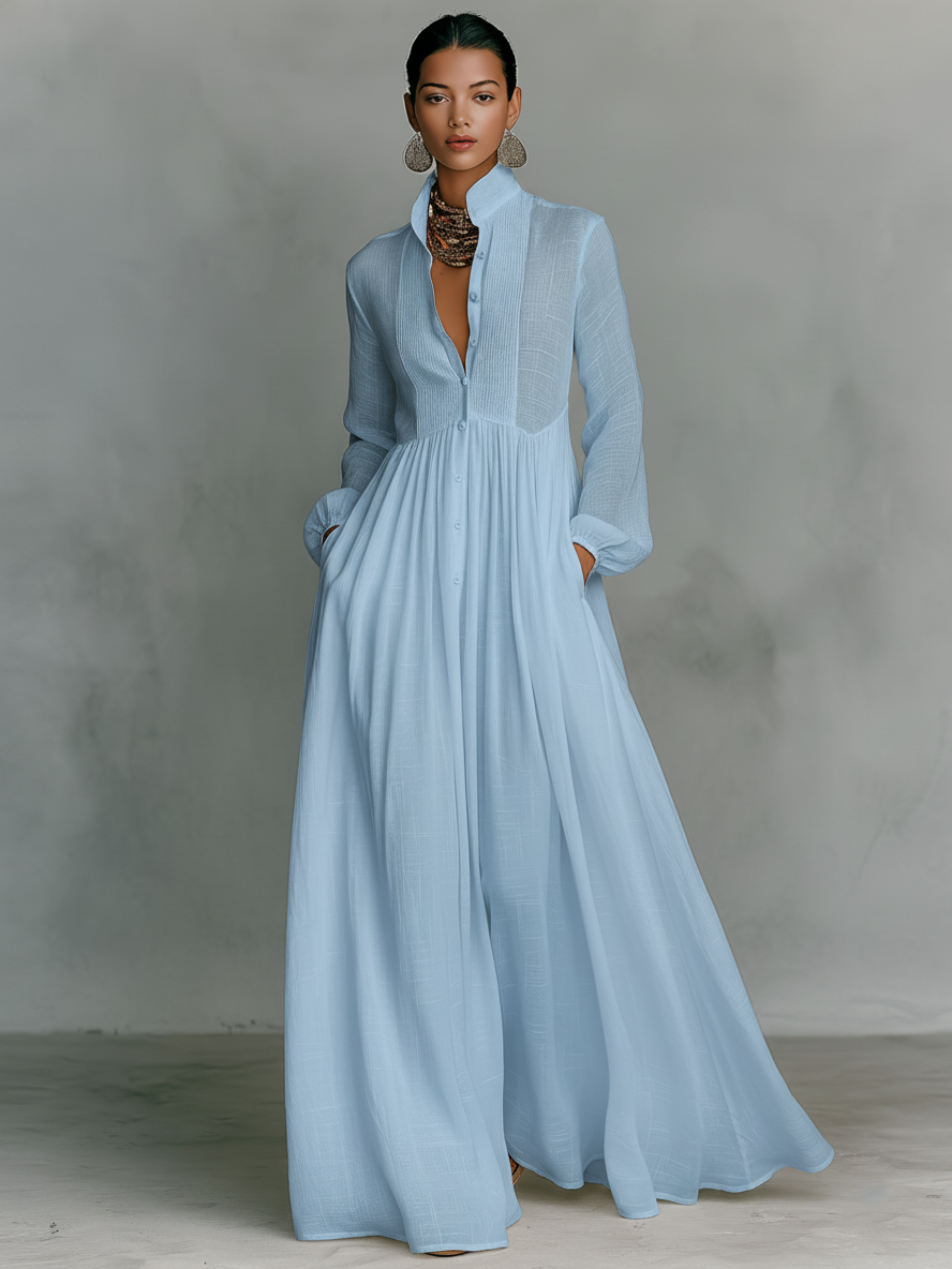 High-collar Maxi Dress