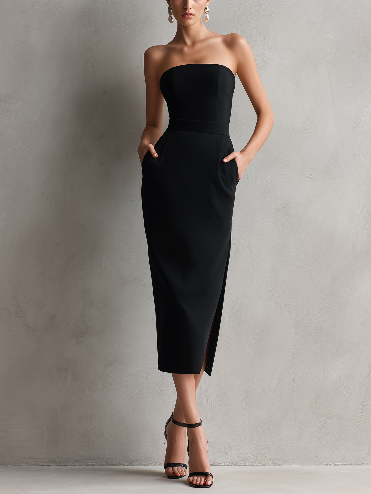 Minimalist Midi Dress with Pockets