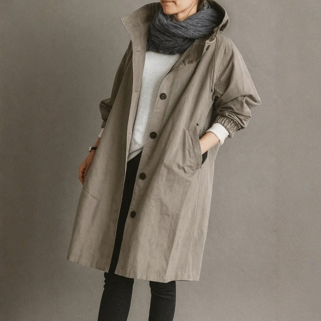Catherine | Hooded Longline Trench Coat