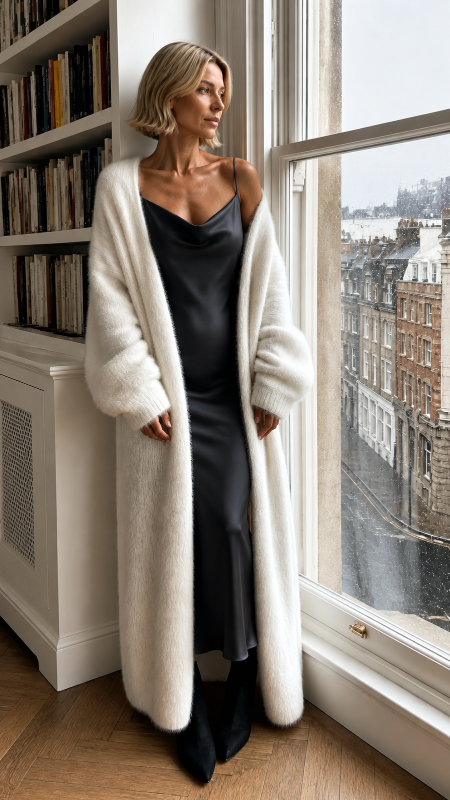 Cozy Plush Fluffy Longline Open-Front Cardigan