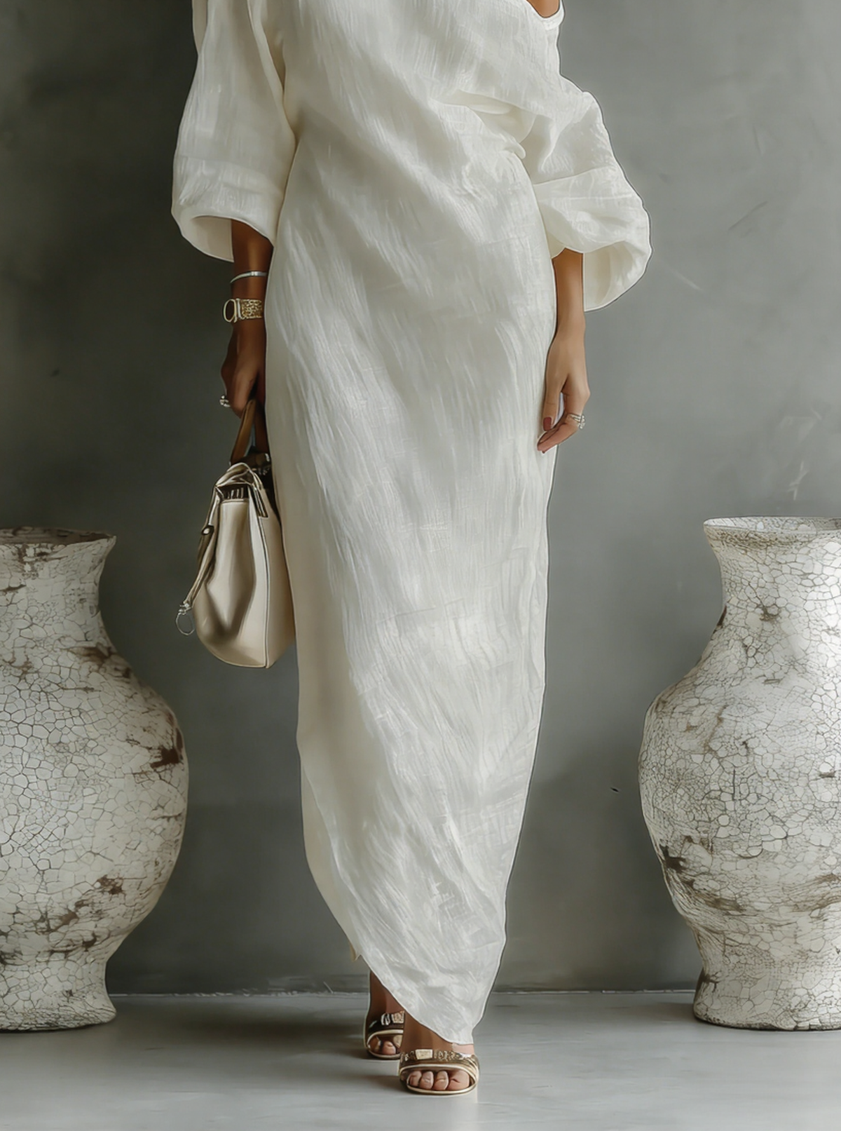 White One-Shoulder Maxi Dress