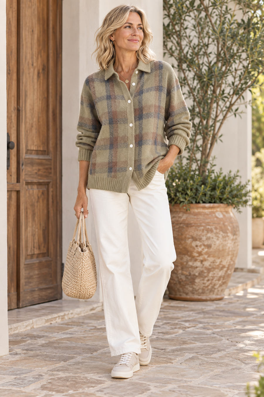 Anna Plaid Knit Cardigan