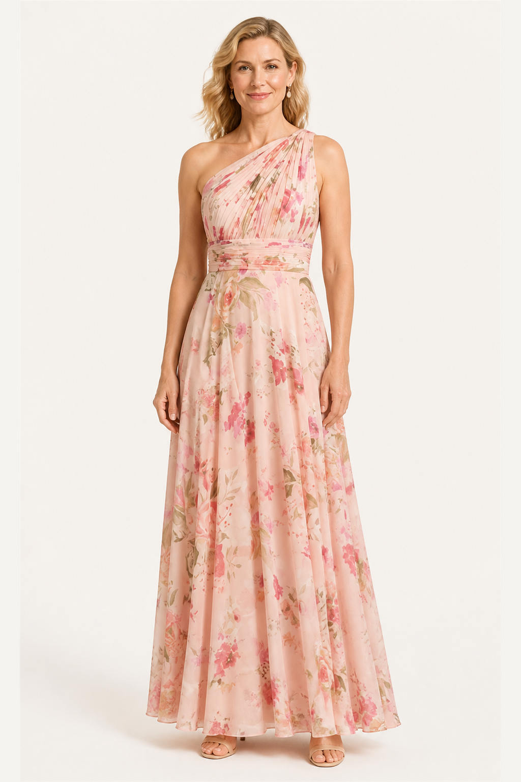 Blush One-Shoulder Maxi Dress