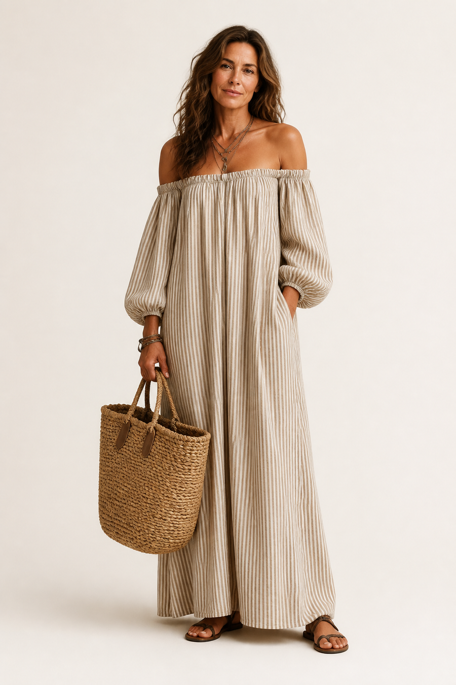 Breezy Off-Shoulder Maxi Dress