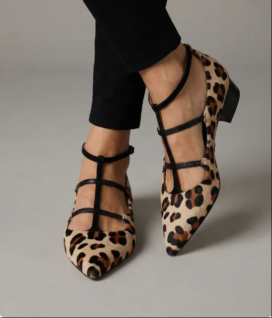 Bridget Heeled Shoes with Leopard Strap