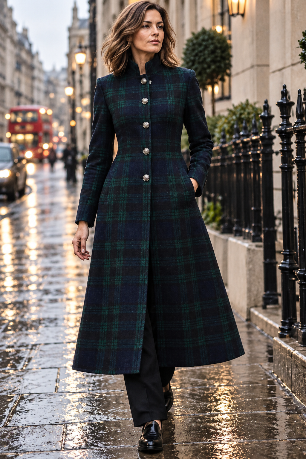 Mildred Elegant Plaid Coat