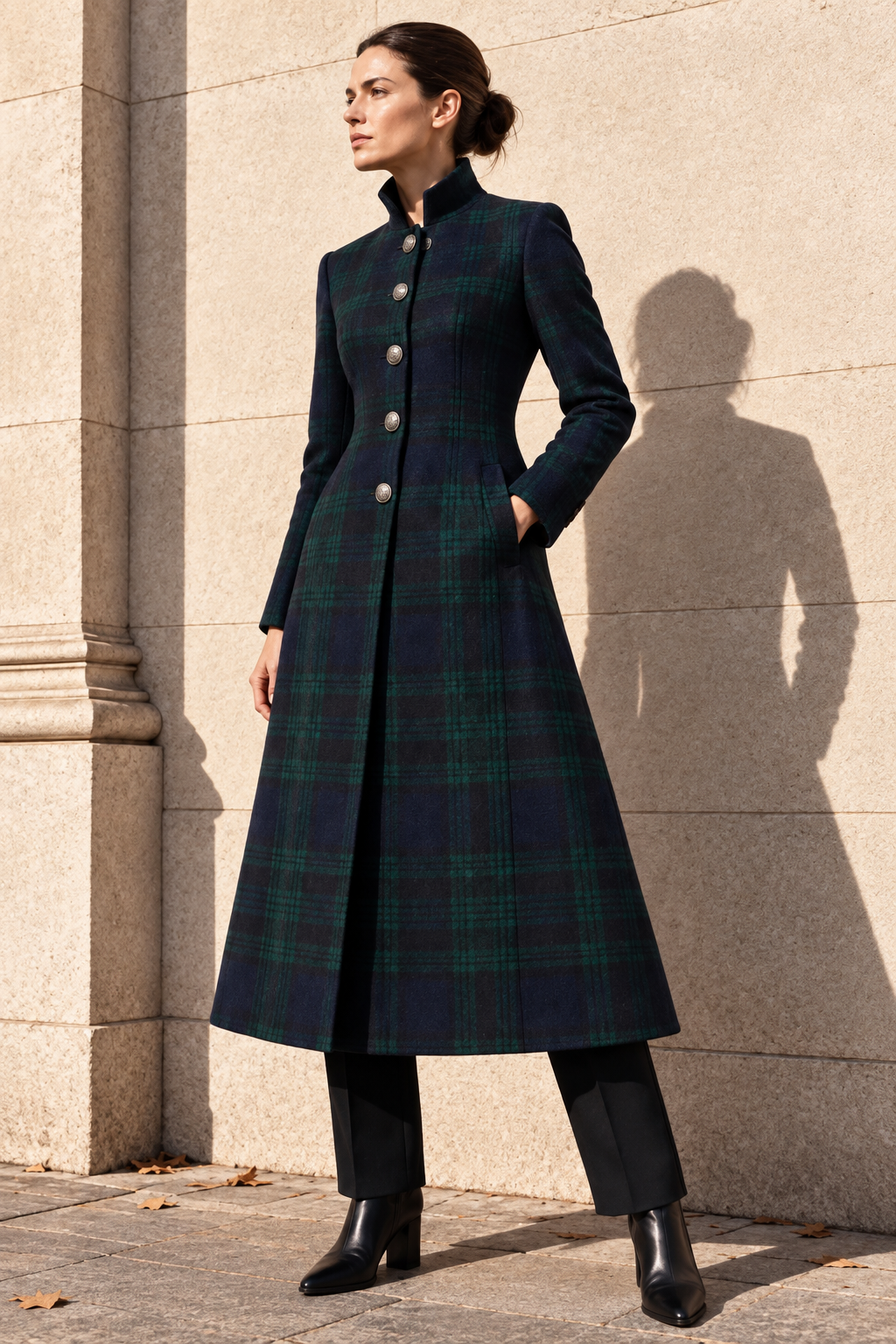 Mildred Elegant Plaid Coat
