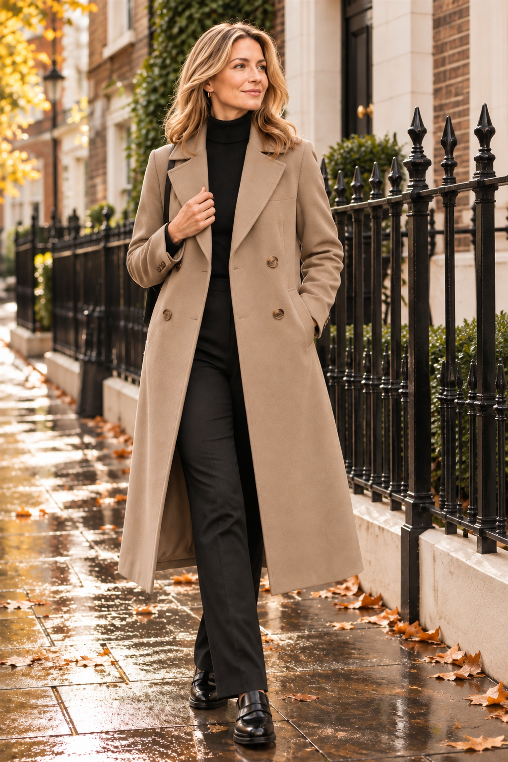 Women's Double Breasted Notch Lapel Trench Coat