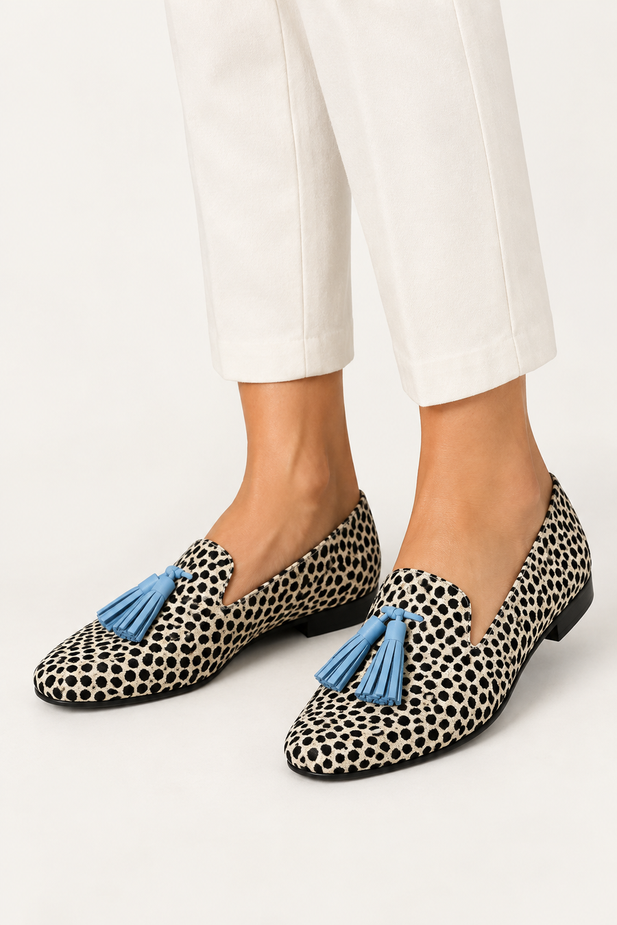Madeleine Tassels and Polka Dot Pattern Loafers