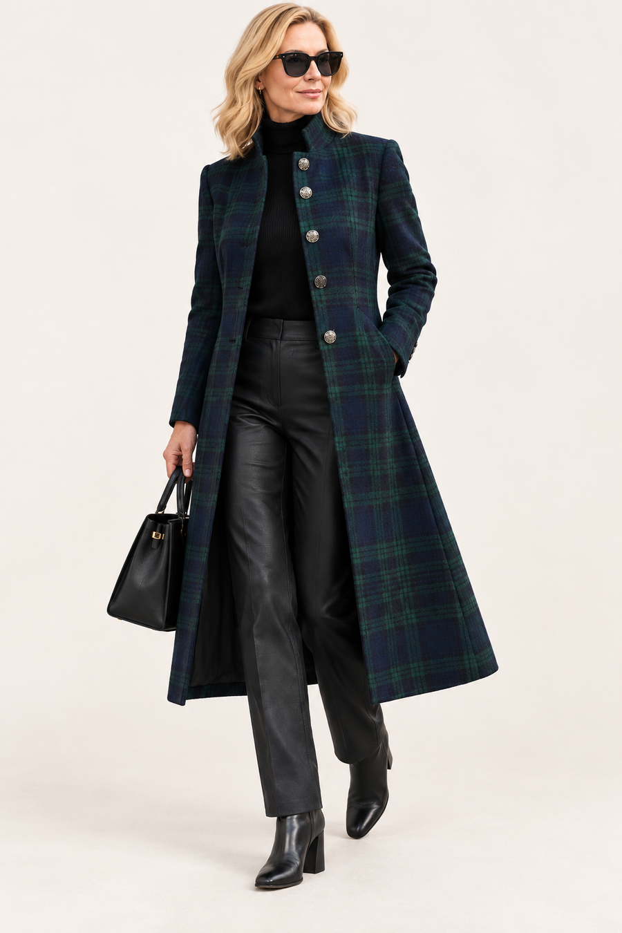 Mildred Elegant Plaid Coat