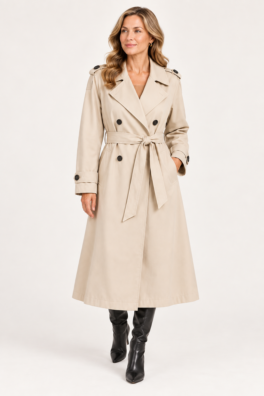 Women's Long Belted Trench Coat