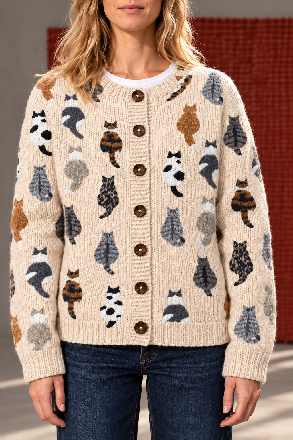 Charlotte Cozy Cat Print Cardigan