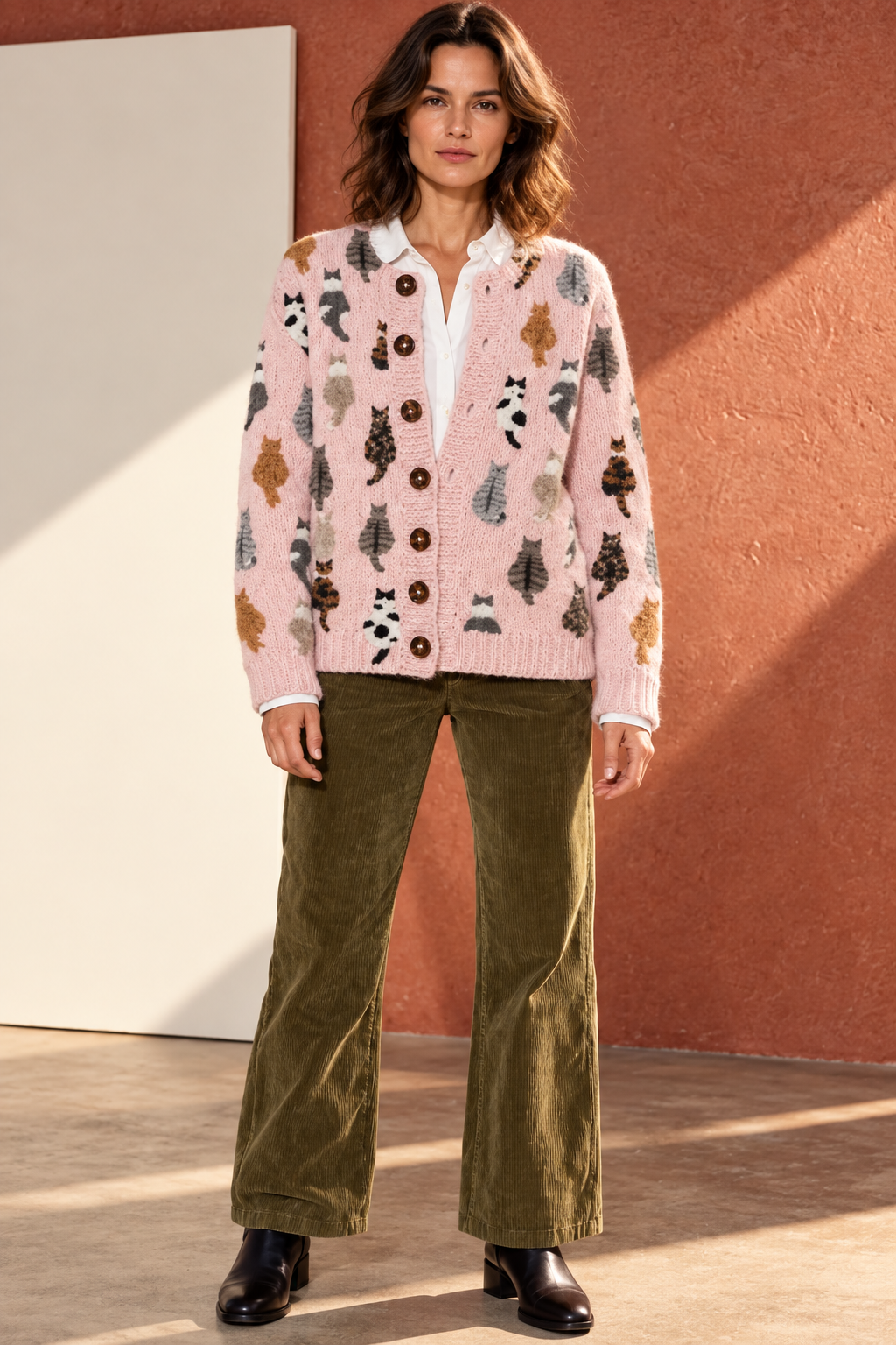Charlotte Cozy Cat Print Cardigan