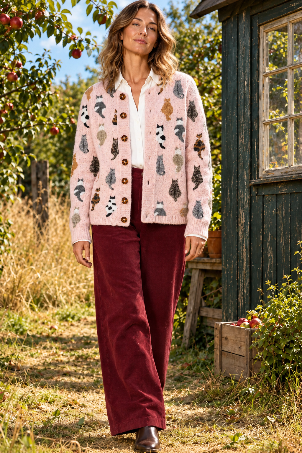 Charlotte Cozy Cat Print Cardigan