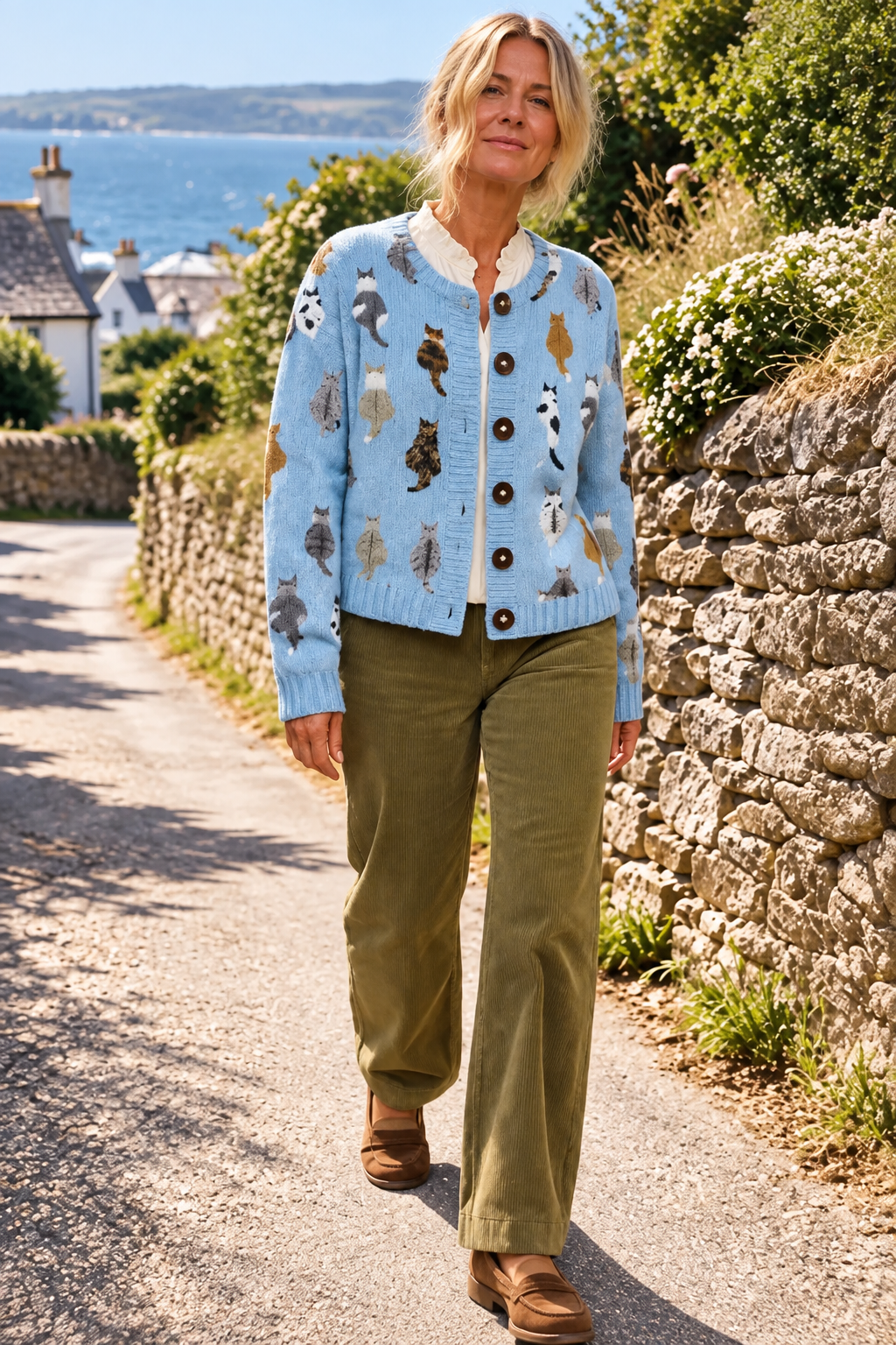 Charlotte Cozy Cat Print Cardigan