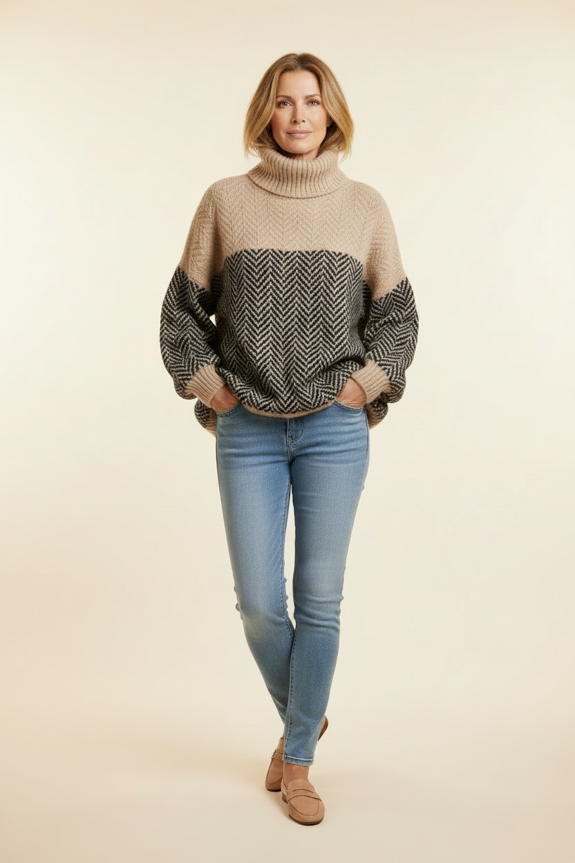 Gabrielle Turtleneck Brushed Oversized Pullover