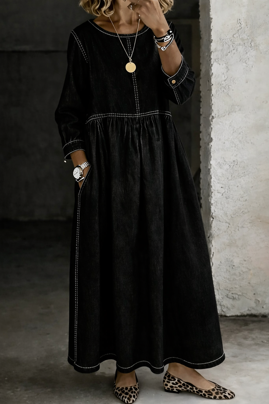 Zephyrelle Vintage Denim Maxi Dress