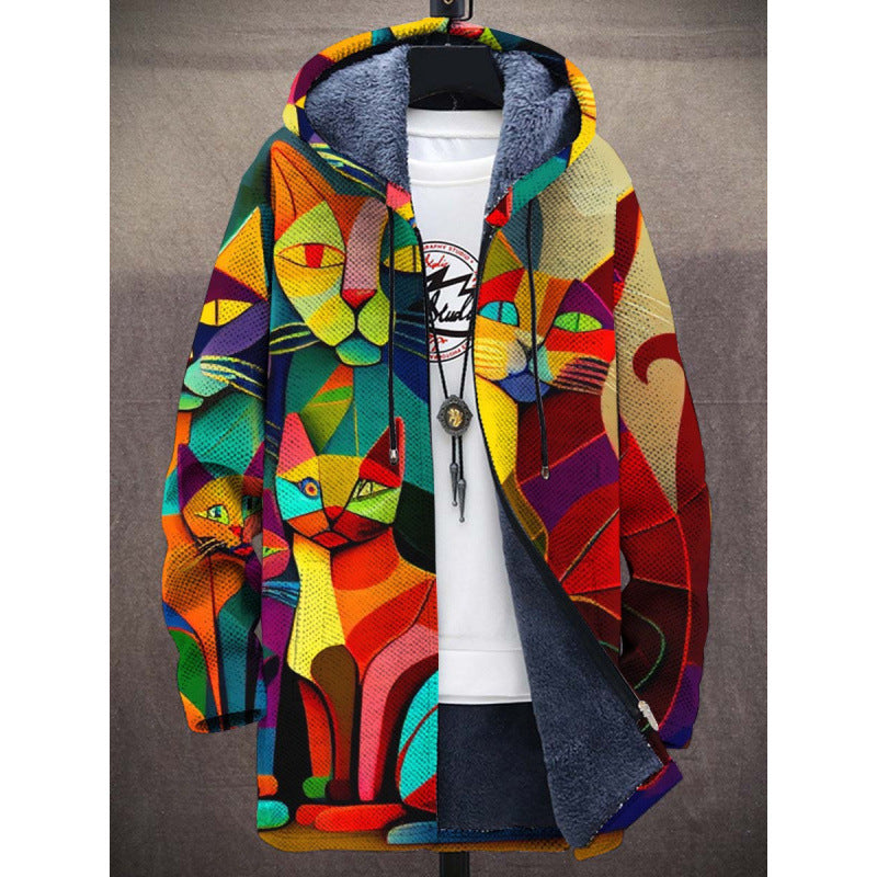 Elandra Artistic Cat Mosaic Cardigan