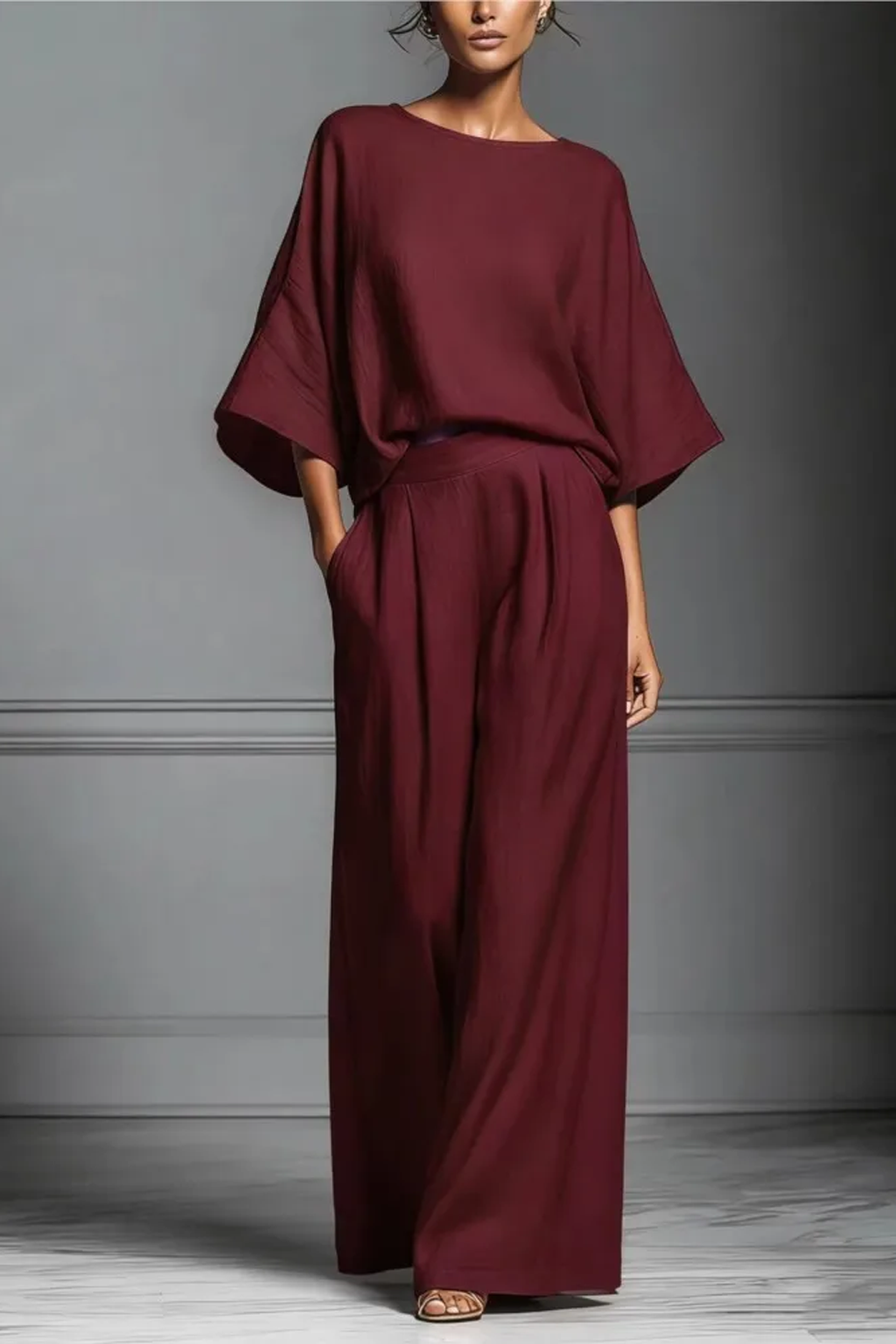 Elegant Wide-Leg Trousers & Soft Top