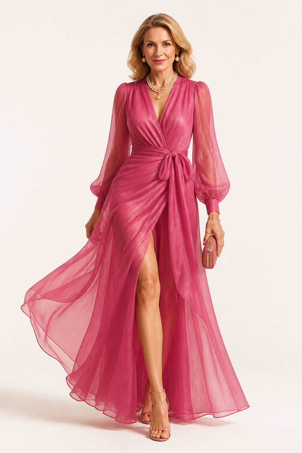 Pearl V-Neck Maxi Dress