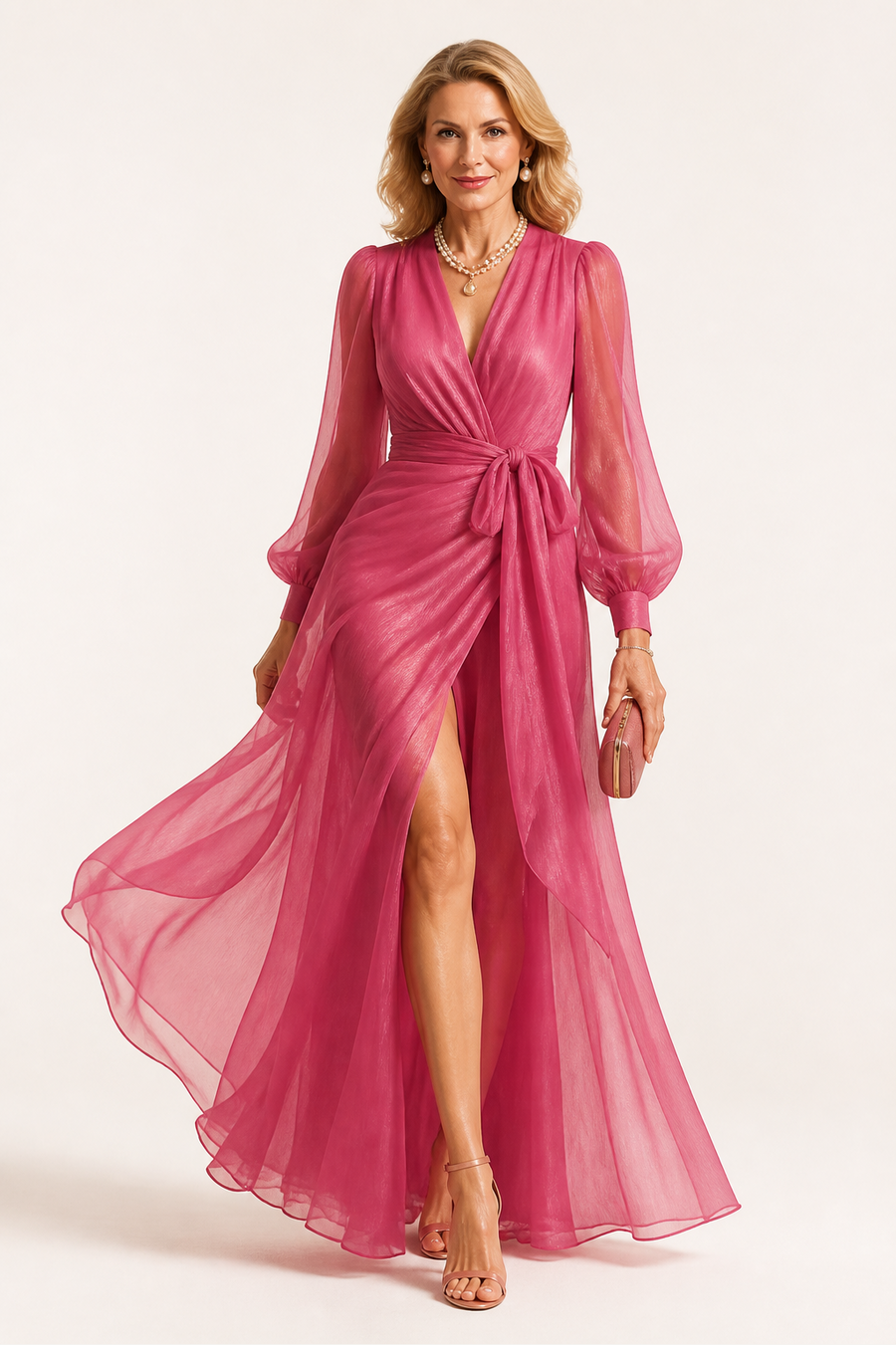 Pearl V-Neck Maxi Dress