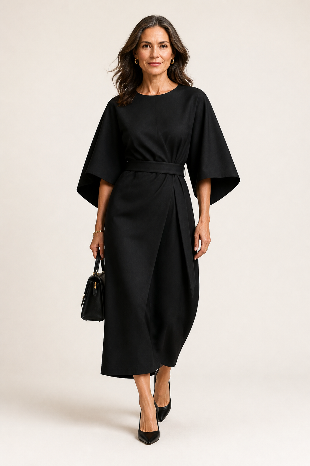 Elegant Solid Color Waist Dress